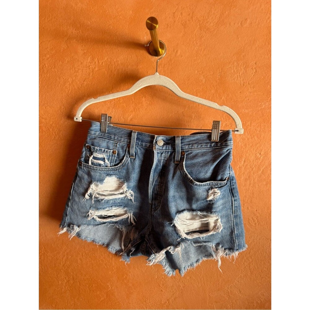Levi’s 501 Cutoff Shorts W27 High Rise Distressed Button Fly Denim